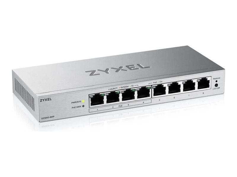 Zyxel GS1200-8HPv3 Smart Managed Switch 8x Gigabit Ethernet (4x PoE+, max.
