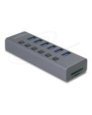 Delock Externer USB 5 Gbps 6 Port Hub mit Schalter und SD Micro Slot