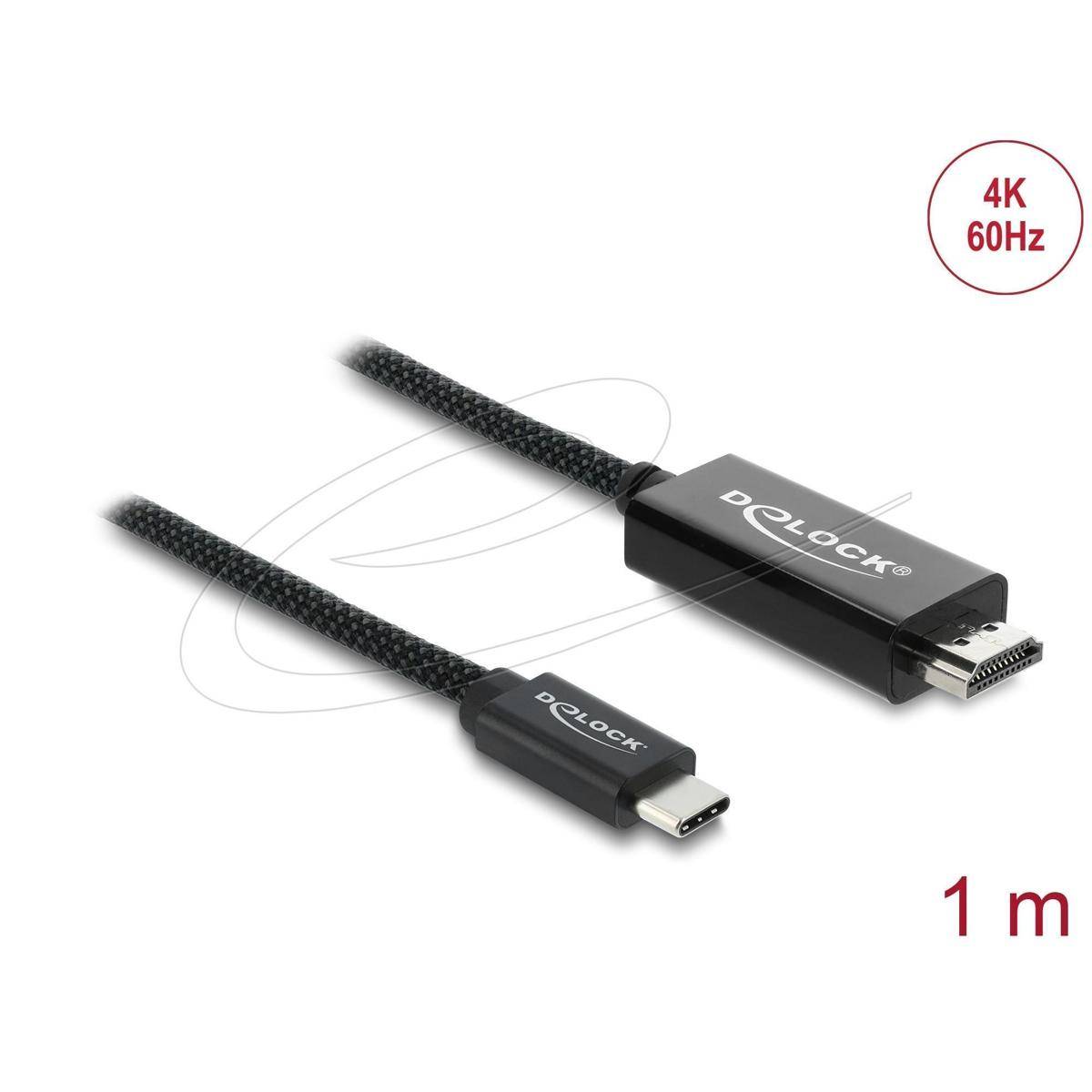 Delock Koaxiales USB Type-C™ zu HDMI Kabel (DP Alt Mode) 4K 60 Hz mit Geflechtmantel 1 m
