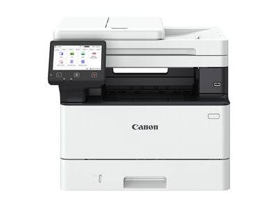 Ein weißer Canon Multifunktionsdrucker mit Touchscreen-Display, der Drucken, Scannen und Kopieren kann.