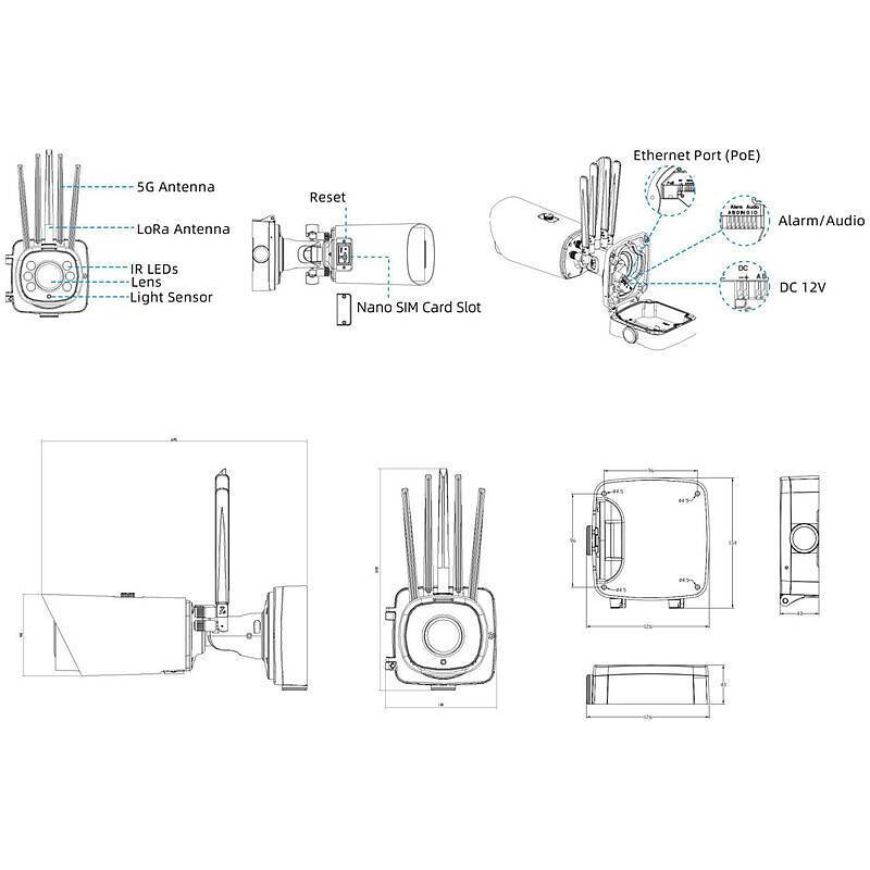 Milesight 5G LoRaWAN Kamera PoE IoT 12x Zoom 1080p, 1080pBullet Kamera, mobile Überwachungskamera, LoRaWAN-Kamera, LoRa