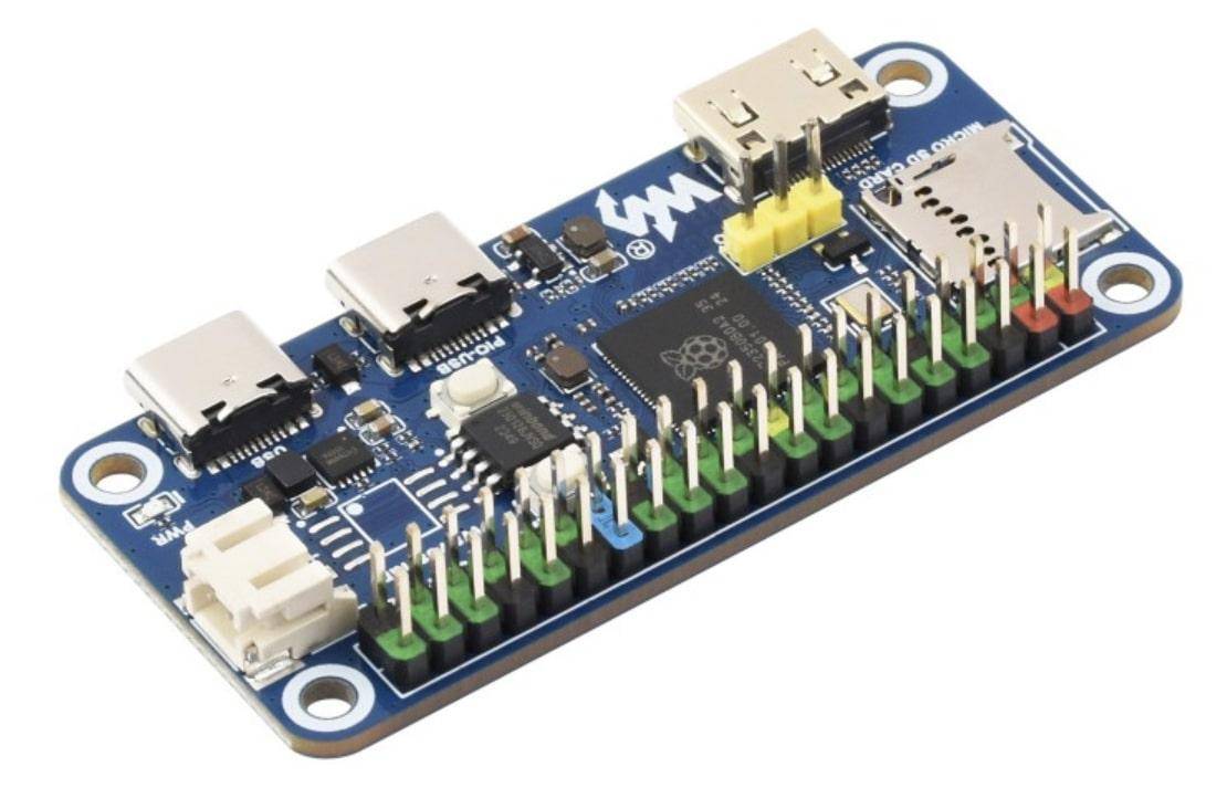 Eine blaue Entwicklungsplatine mit mehreren Anschlüssen und Ports, einschließlich USB- und HDMI-Anschlüssen, die zur Entwicklung von elektronischen Projekten oder Prototypen verwendet wird.