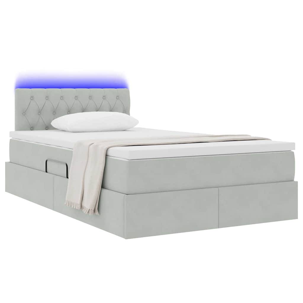 vidaXL Bett mit Stauraum und LED mit LED Hellgrau 120 x 200 cm Samt