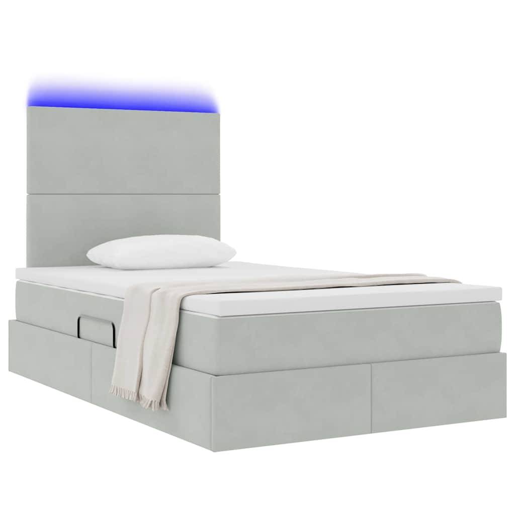 vidaXL LED-Speicherbett mit Matratze Hellgrau 120 x 200 cm Samt
