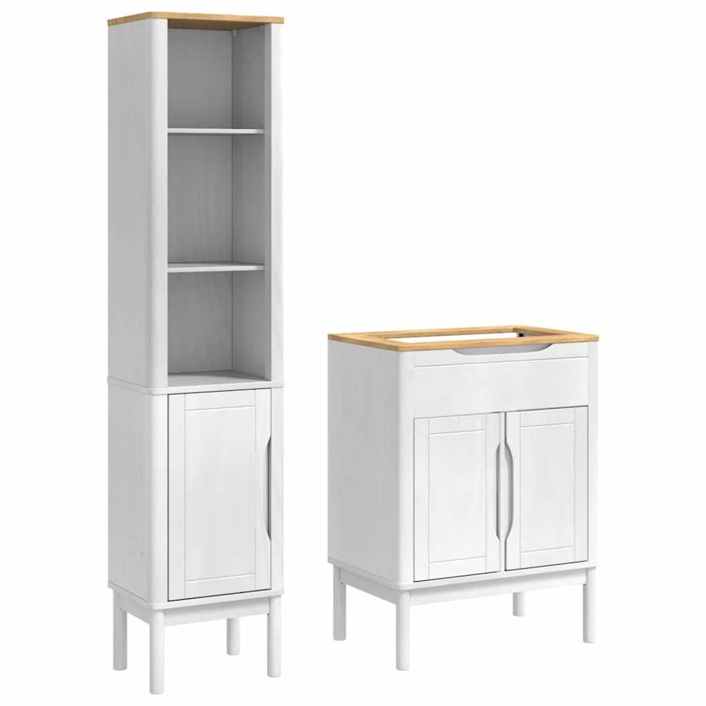 vidaXL Badezimmermöbel-Set mit Tür FLORO 2 pcs Weiß Massivholz Kiefer
