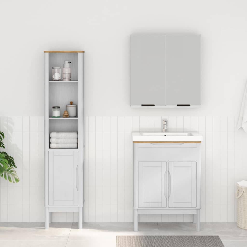 vidaXL Badezimmermöbel-Set mit Tür FLORO 2 pcs Weiß Massivholz Kiefer
