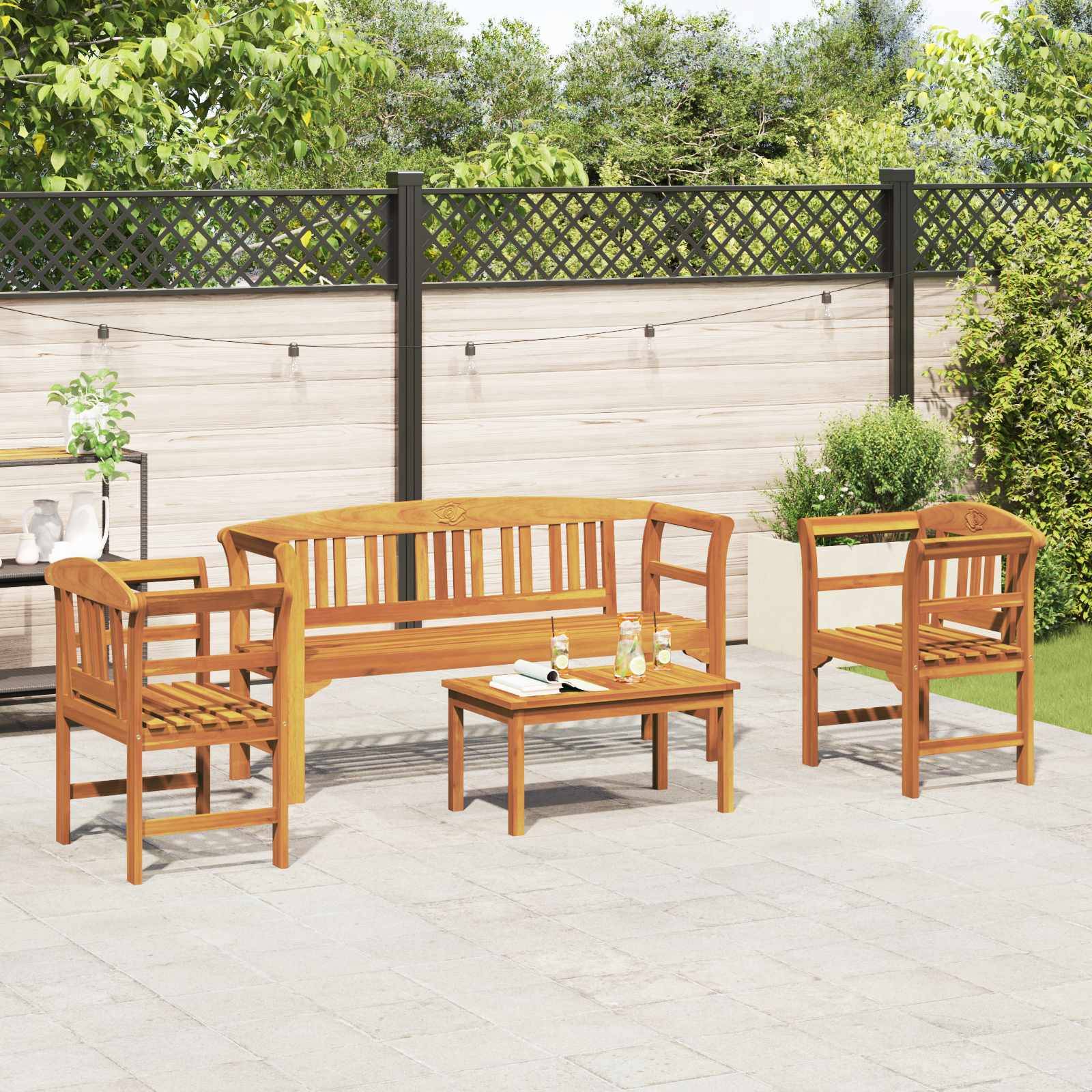 vidaXL Gartenrosen-Lounge-Set 4 pcs Massivholz Akazie