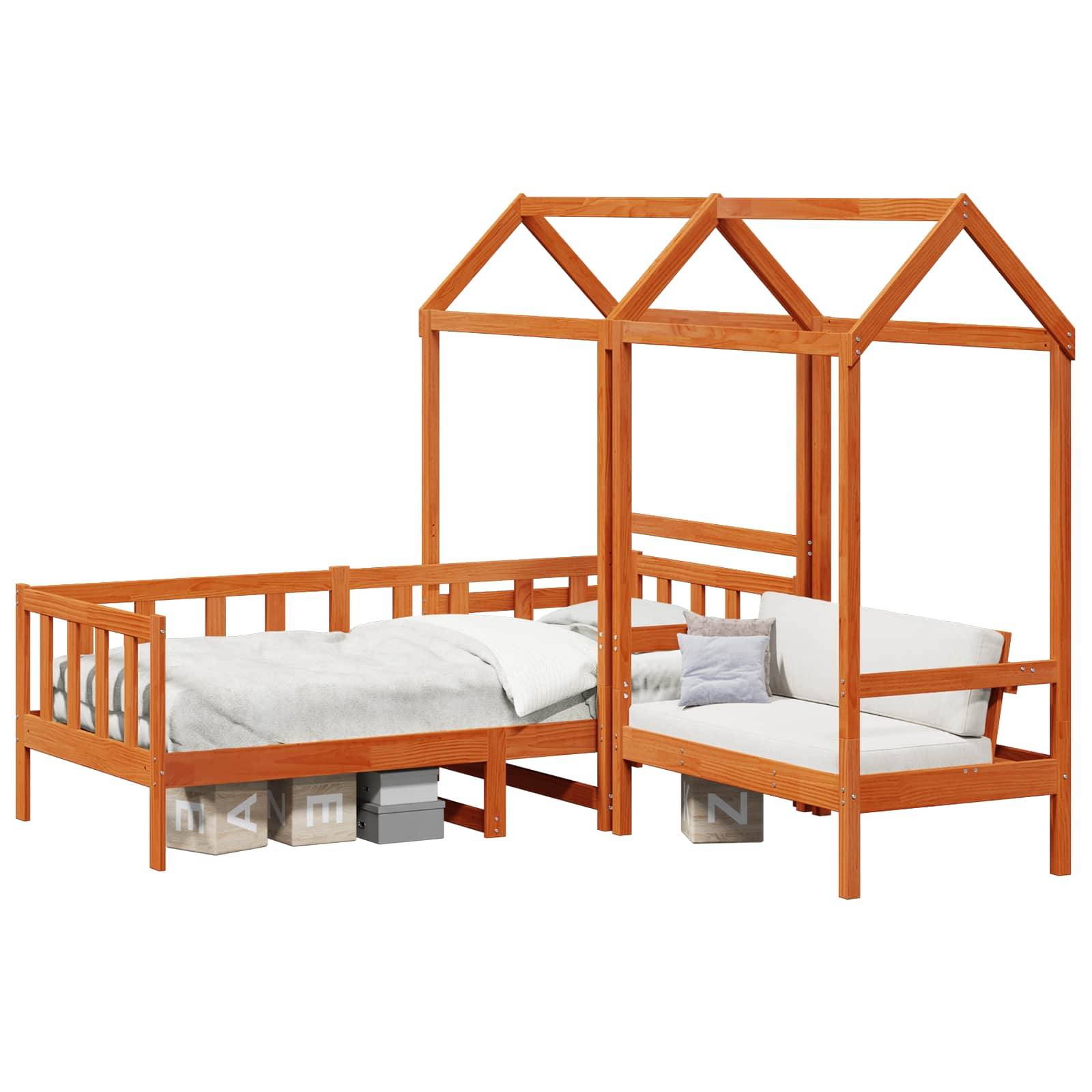 vidaXL Tagesbett Set Wachsbraun 90 x 200 cm Massives Kiefernholz