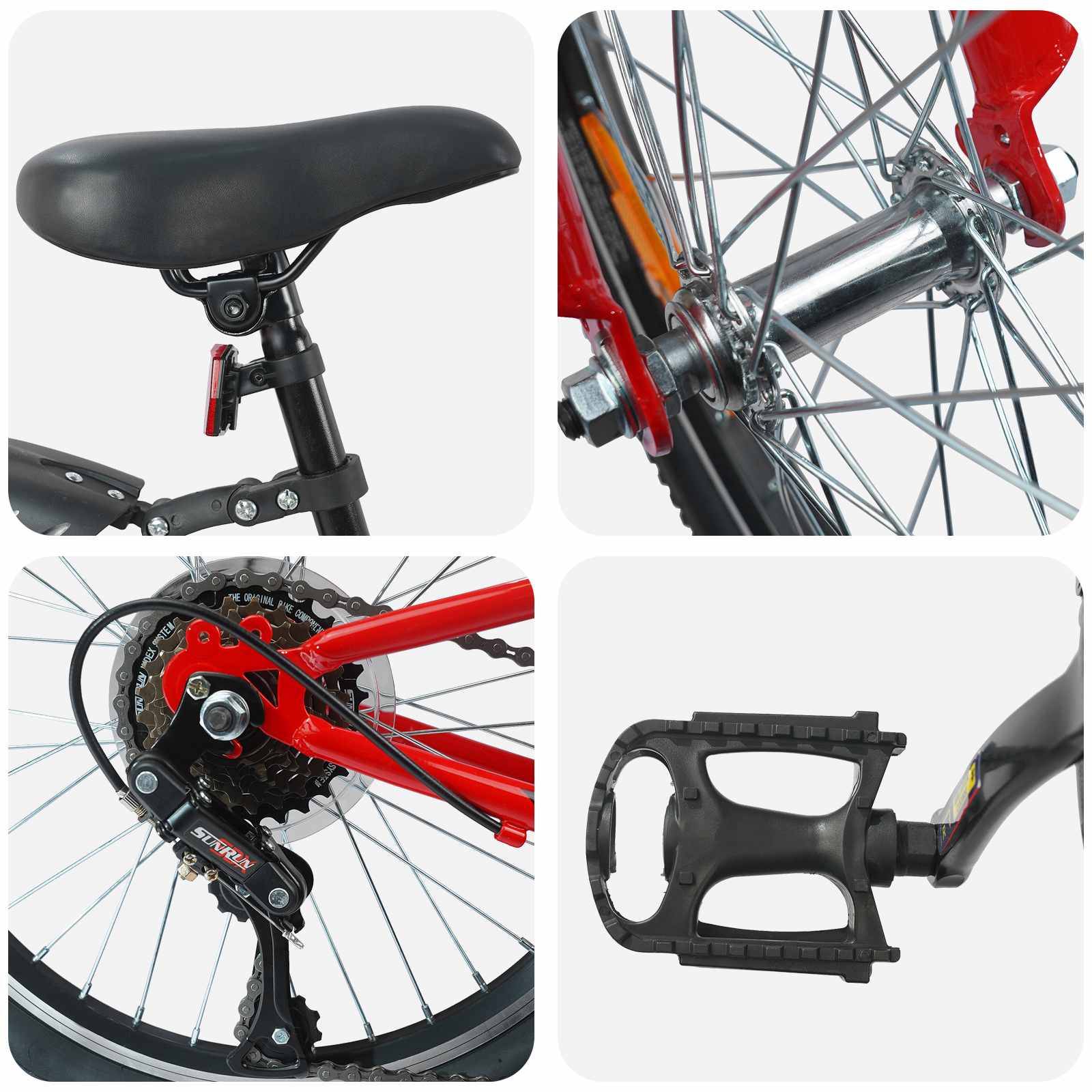 vidaXL Kinderfahrrad 20 Zoll 6-Speed für 6-11 Jahre alt Rot