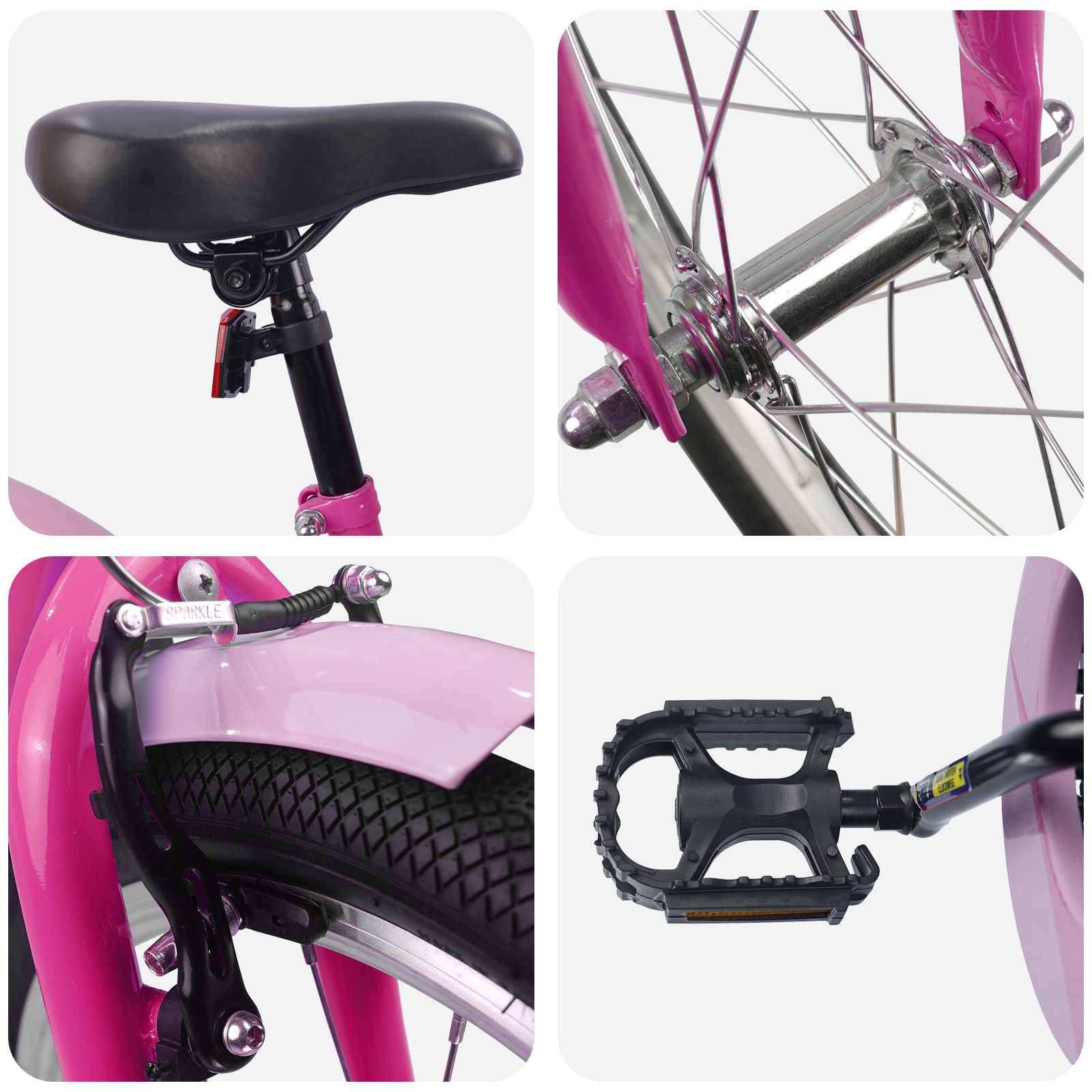 vidaXL Kinderfahrrad 18 Zoll für 5-7 Jahre alt Dunkelrosa