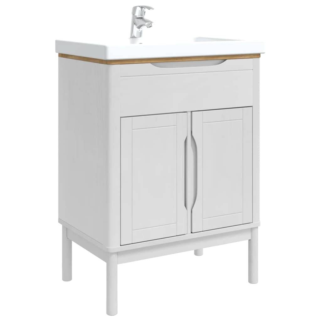 vidaXL Waschbeckenschrank mit Regal mit Tür FLORO Weiß 60 x 40 x 80 cm