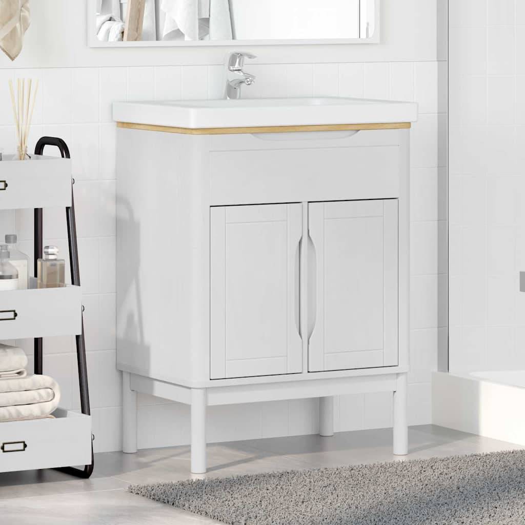 vidaXL Waschbeckenschrank mit Regal mit Tür FLORO Weiß 60 x 40 x 80 cm