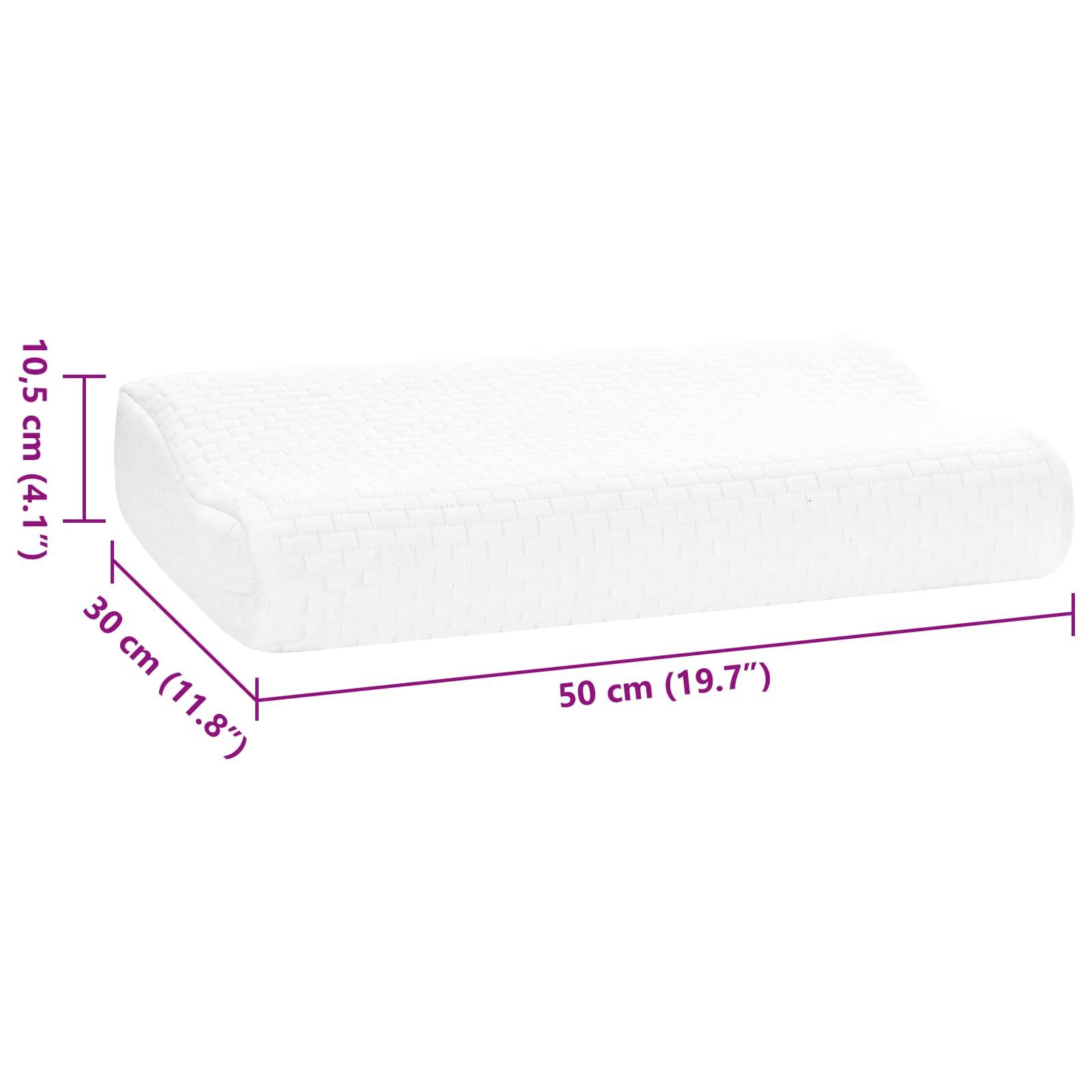 vidaXL Schlafkissen Uni Weiß 50 x 30 x 10,5 cm Viscoschaum