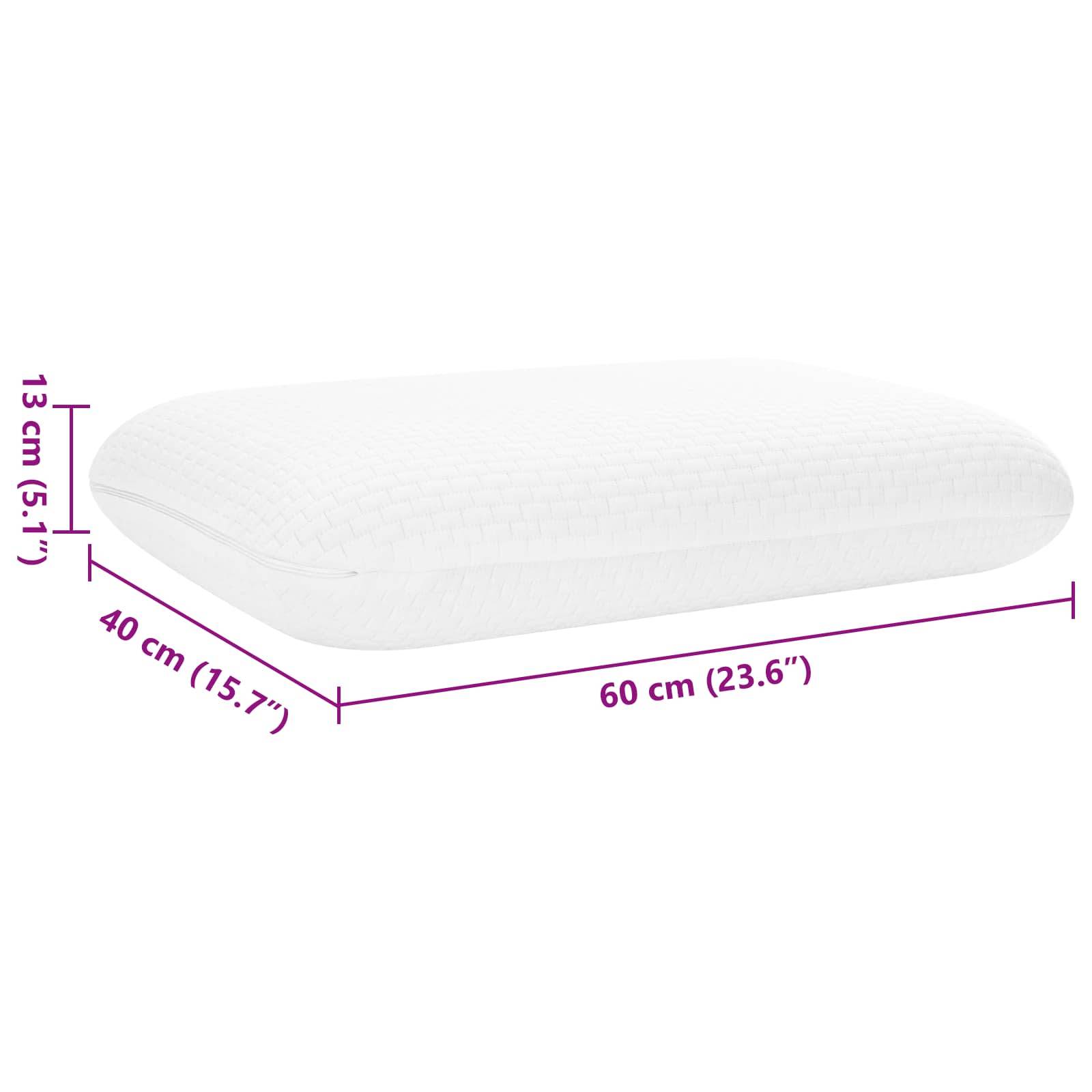 vidaXL Schlafkissen Uni Weiß 60 x 40 x 13 cm Viscoschaum