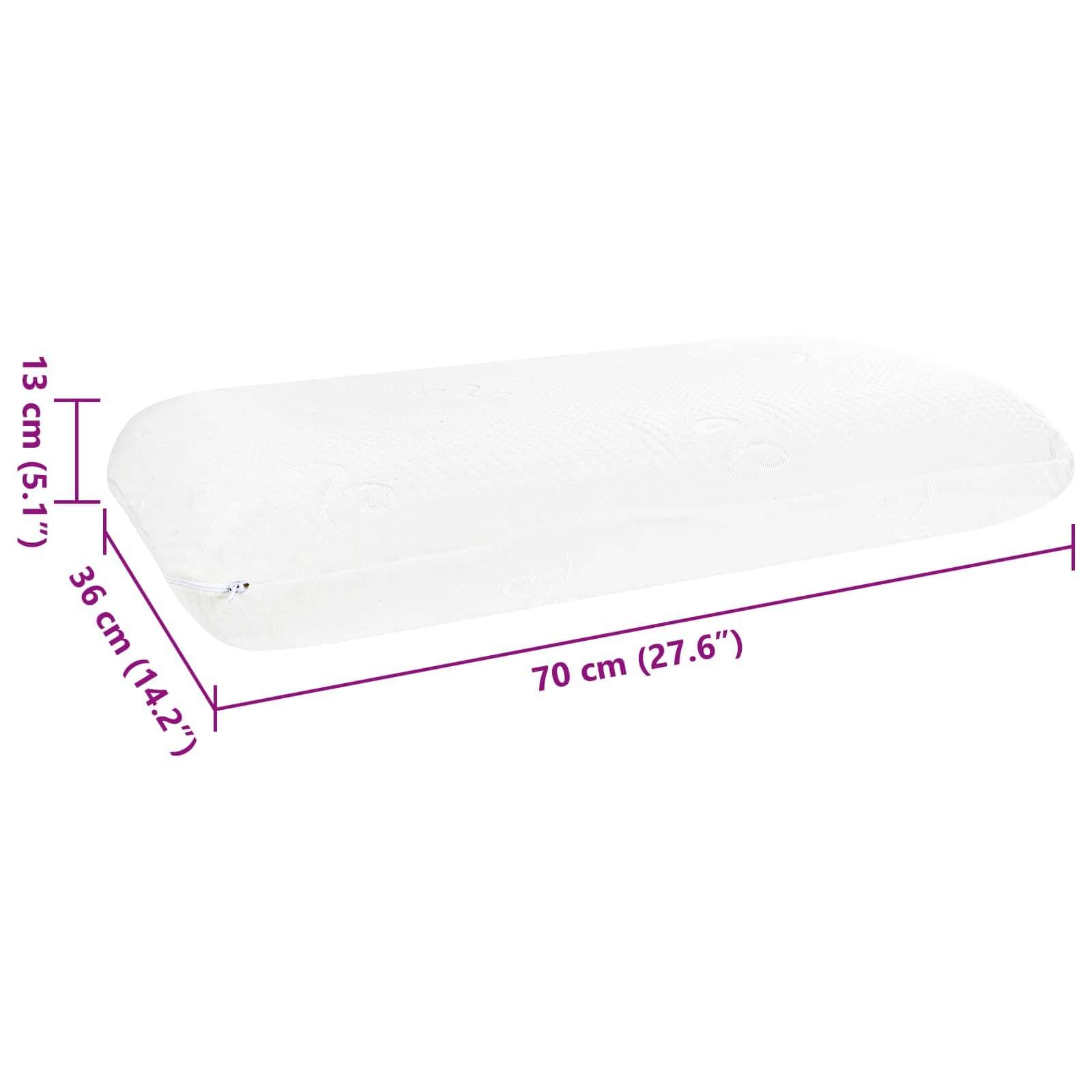 vidaXL Schlafkissen Uni Weiß 70 x 36 x 13 cm Gel-Speicherschaum