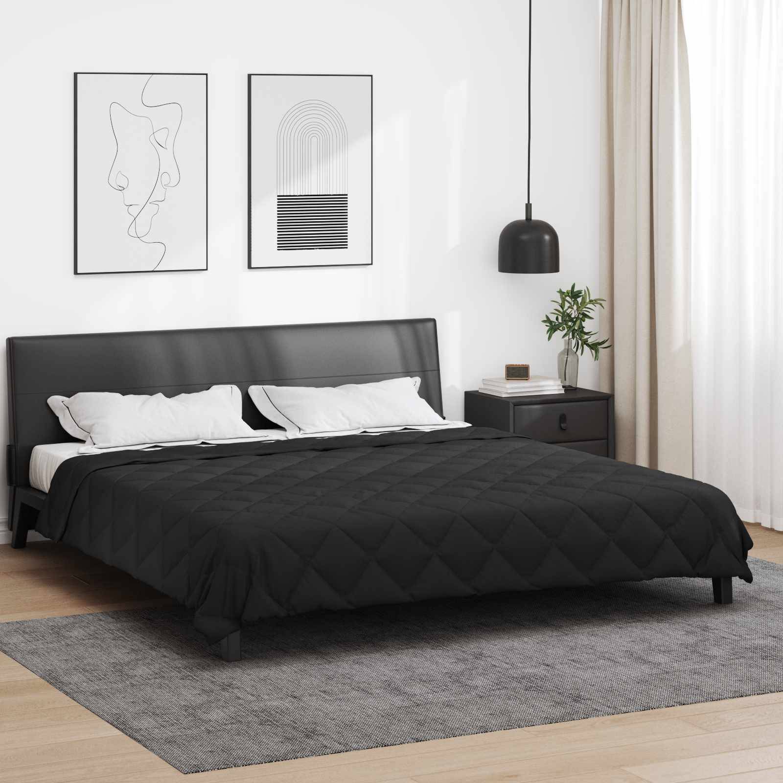 vidaXL Sommerdecke Schwarz 220 x 260 cm Mikrofaser