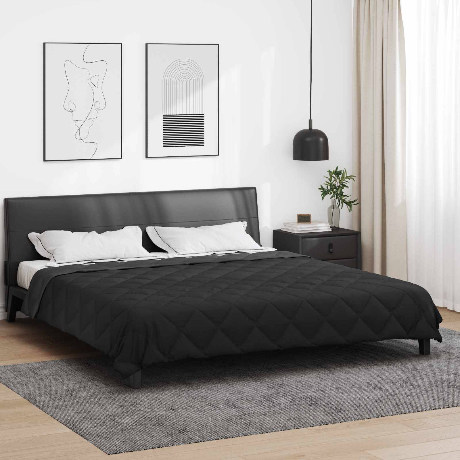 vidaXL Sommerdecke Schwarz und Anthrazit 220 x 240 cm Mikrofaser