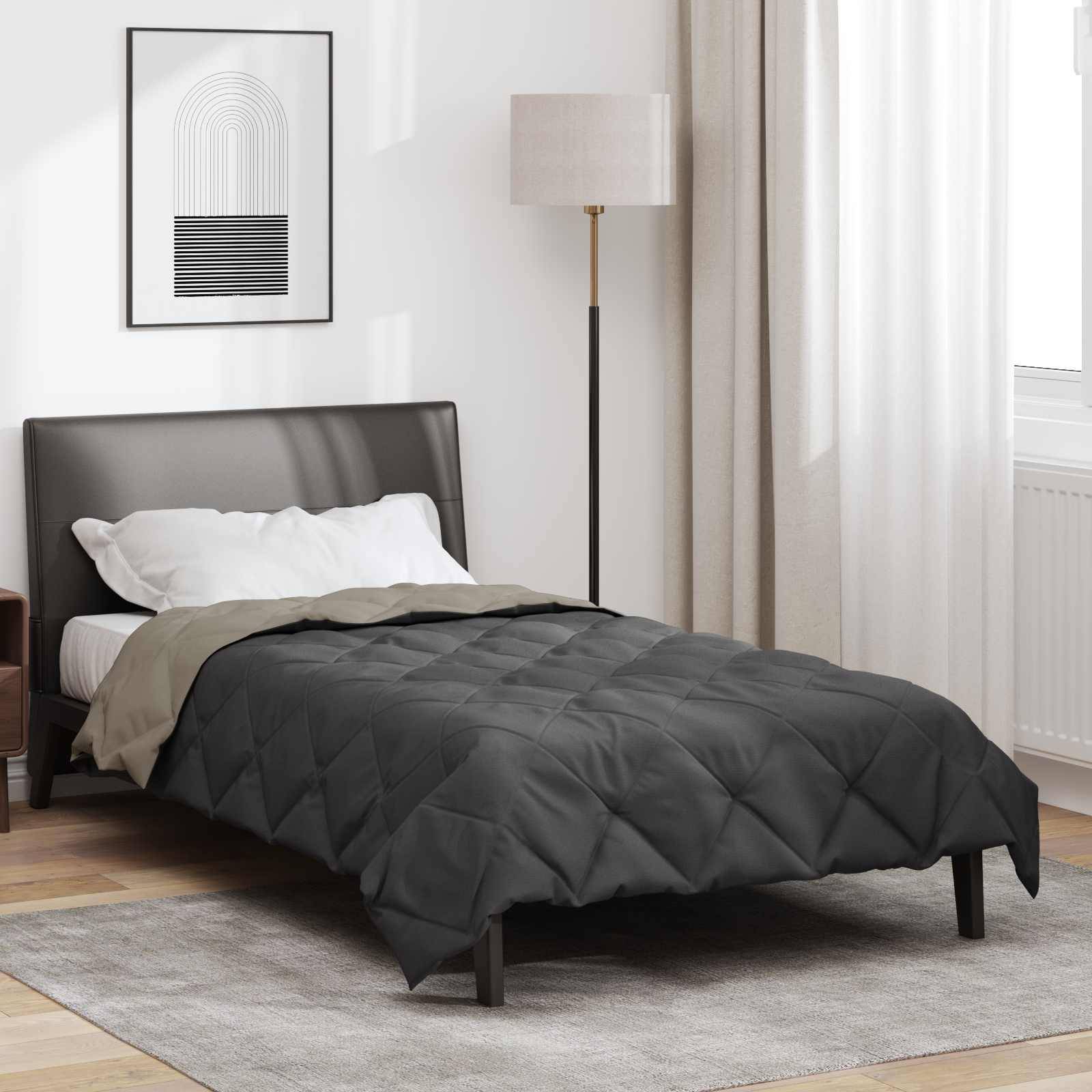 vidaXL Ganzjahresbettdecke Hellgrau und Anthrazit 155 x 220 cm