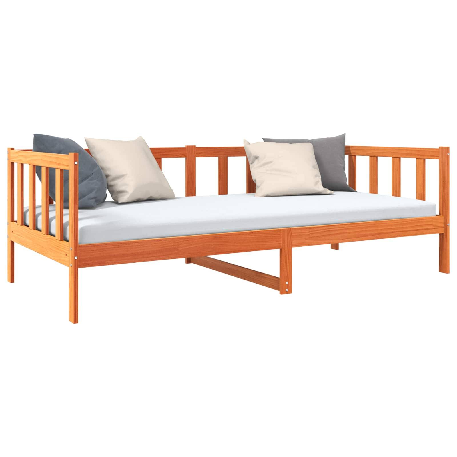 vidaXL Bettrahmen Wachsbraun 90 x 190 cm Massives Kiefernholz