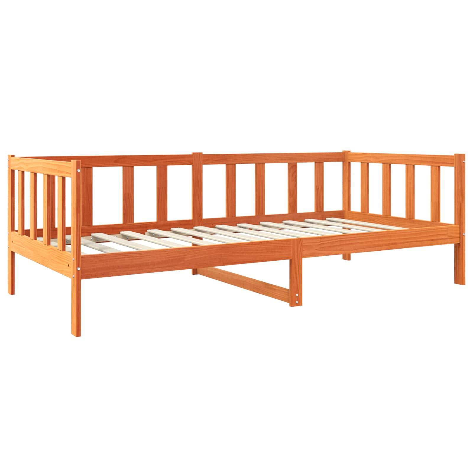 vidaXL Bettrahmen Wachsbraun 90 x 190 cm Massives Kiefernholz