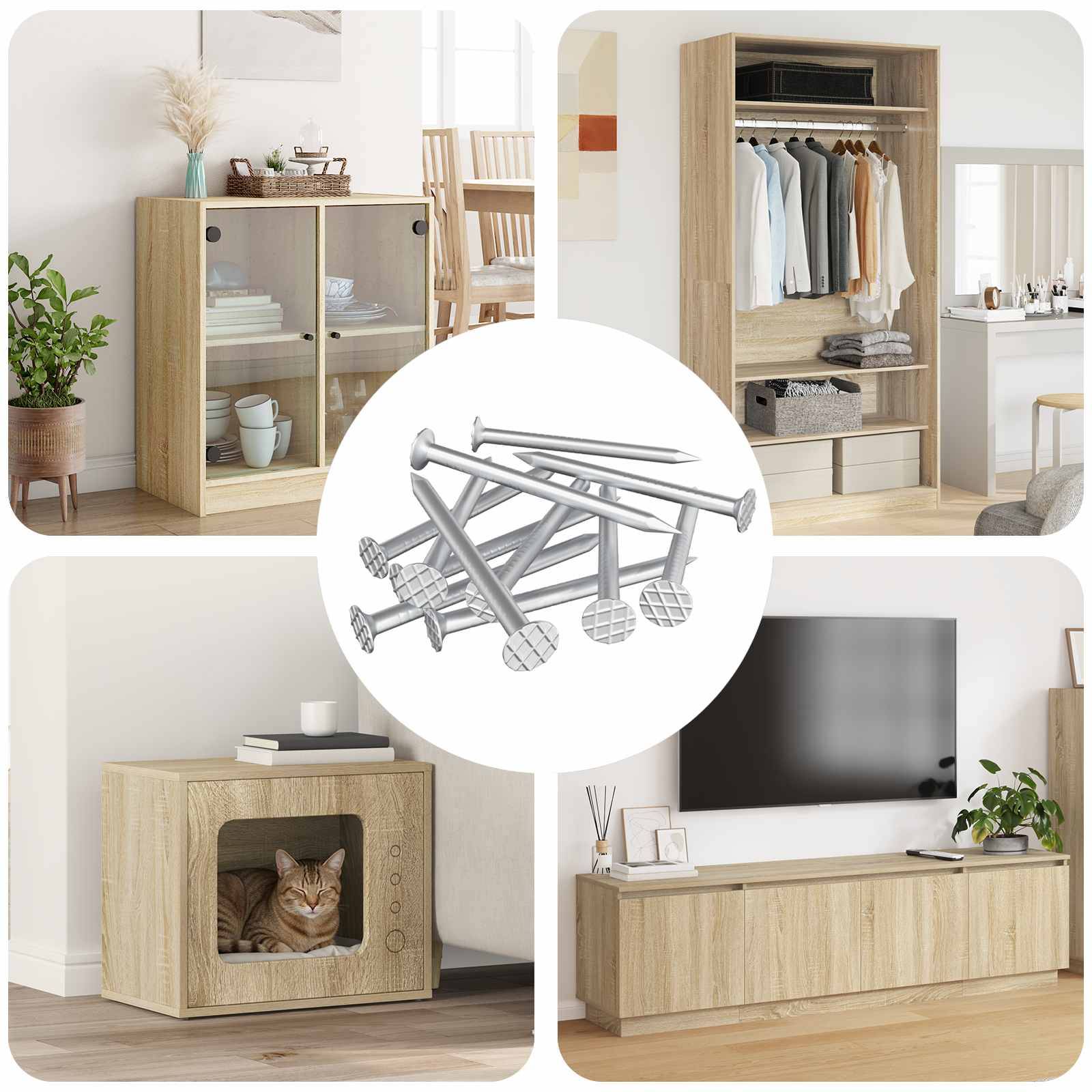 vidaXL Nägel für Holz 12 pcs Silber Ø 3 x 15 mm Metall