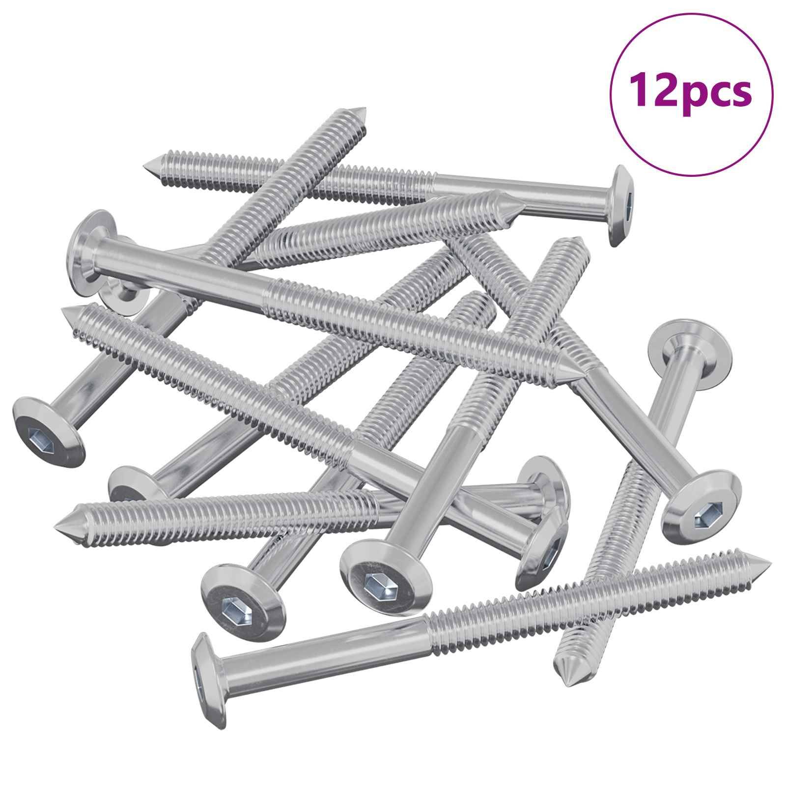 vidaXL Möbel-Schrauben 12 pcs Silber M6 x 85 mm Stahl