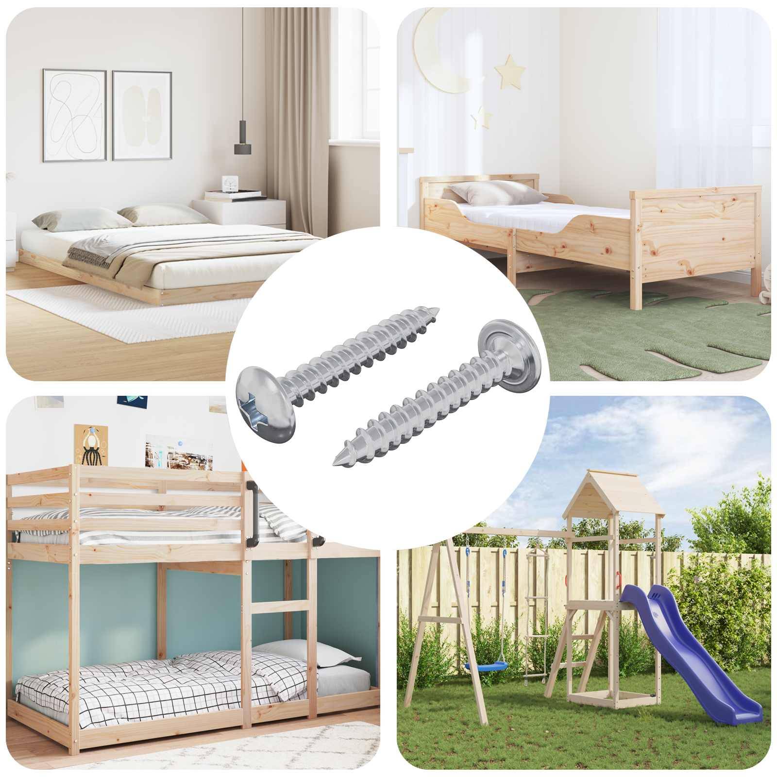 vidaXL Holzschrauben 2 pcs Silber M4 x 25 mm Stahl