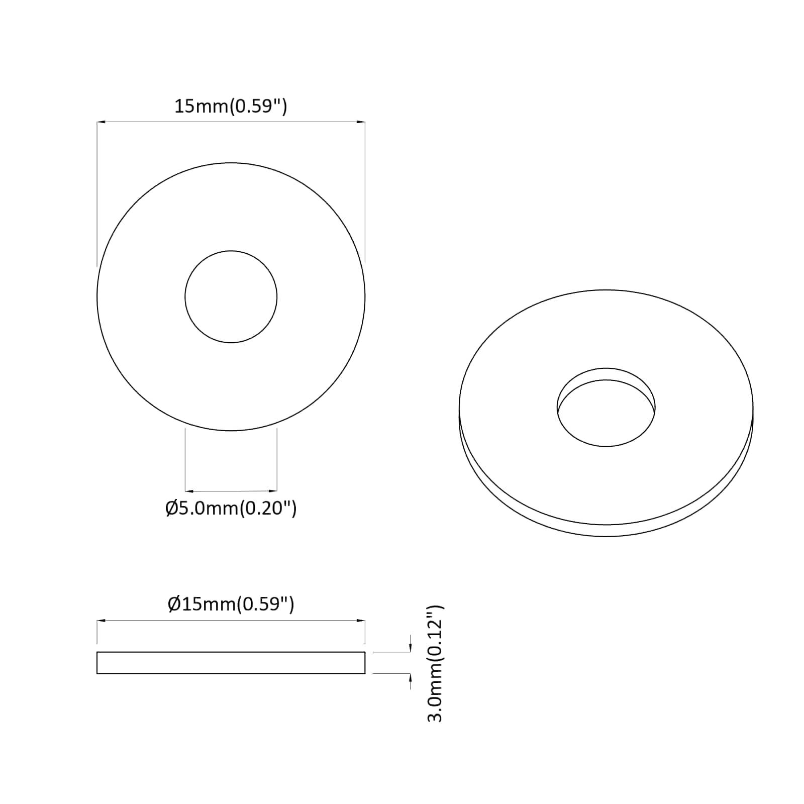 vidaXL geeignet für Flachscheiben 12 pcs Schwarz ∅15 x 3 mm