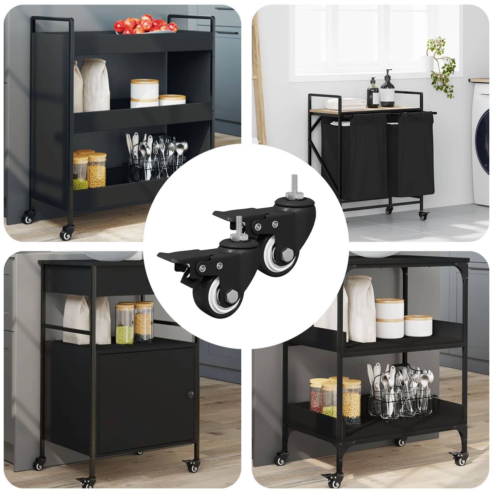 vidaXL Rollen 2 pcs Schwarz M6 x 37 mm Eisen und Nylon