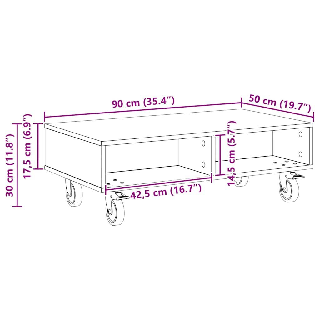 Rollwagen-Abmessungen: Länge 90 cm (35,4