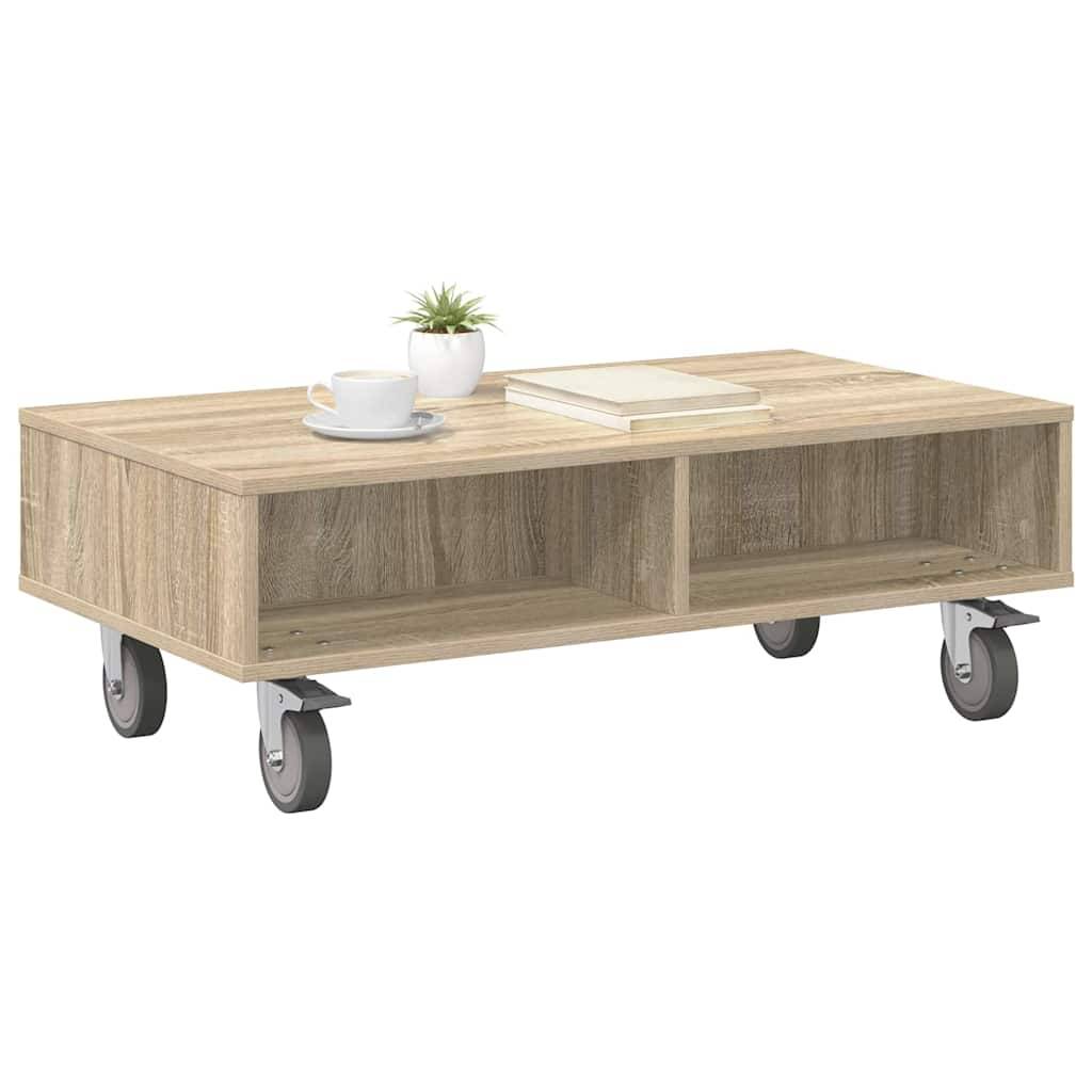 vidaXL Beistelltisch mit Rädern Sonoma-Eiche 90 x 50 x 30 cm
