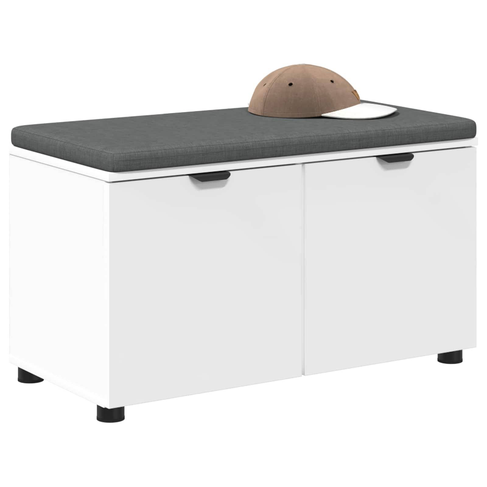 vidaXL Flurbank mit Kissen mit Regal mit Speicher Weiß 80 x 38 x 46 cm