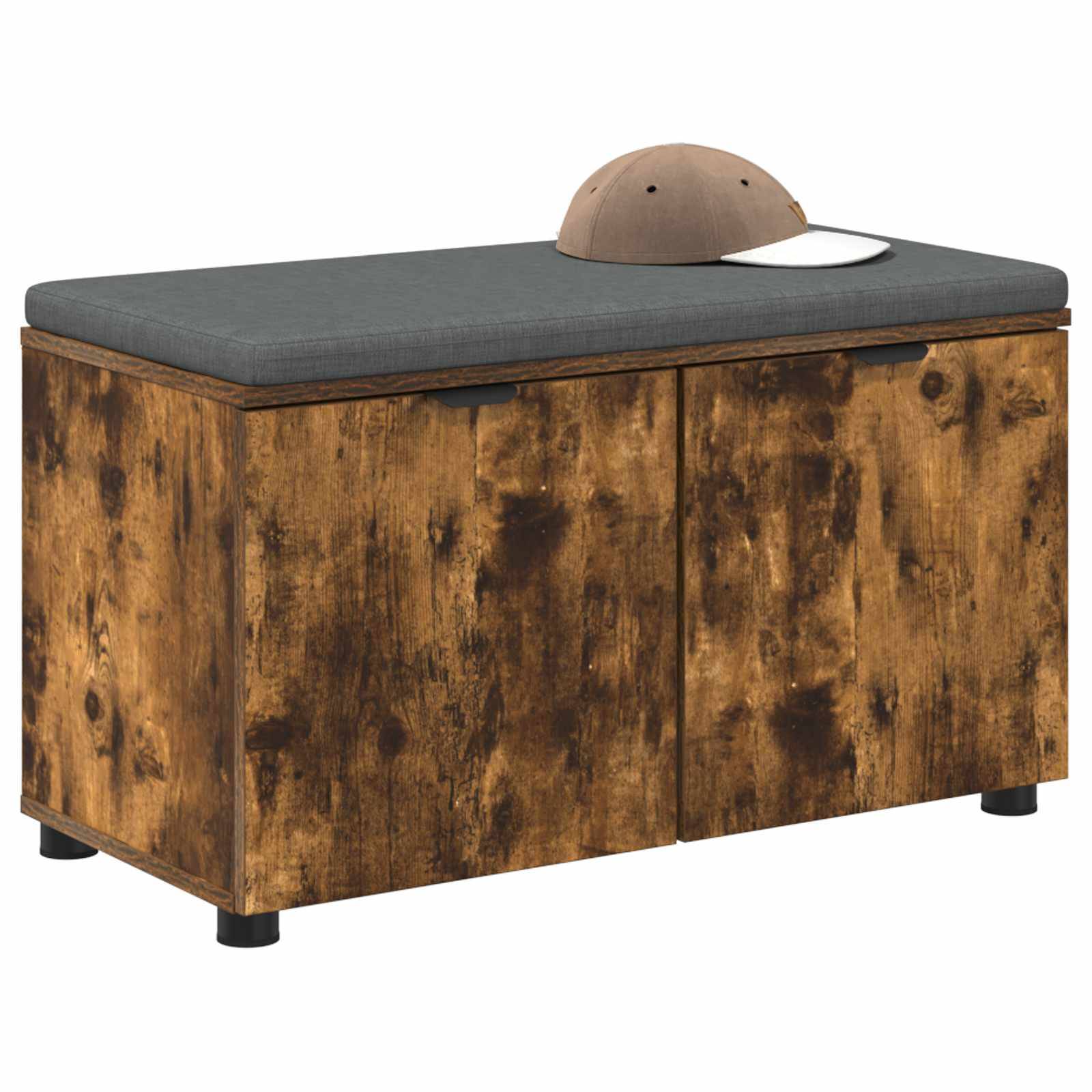 vidaXL Flurbank mit Kissen mit Regal Geräucherte Eiche 80 x 38 x 46 cm