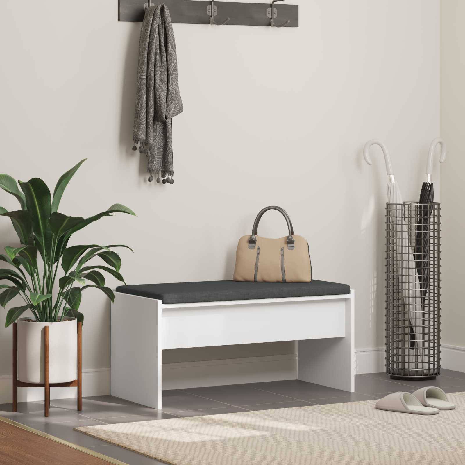 vidaXL Flurbank mit Kissen Weiß 83 x 38 x 40 cm