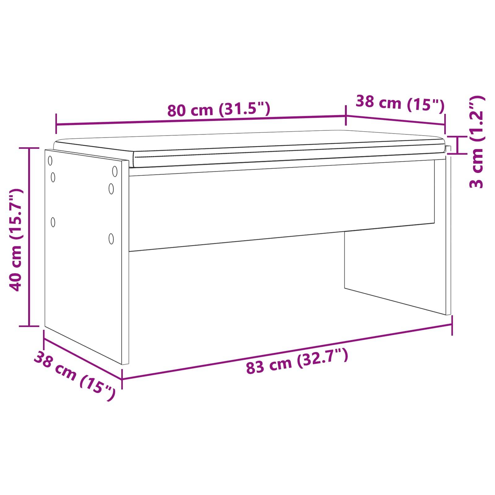 Schematische Darstellung eines Schreibtisches mit Maßen: Höhe 40 cm (15,7