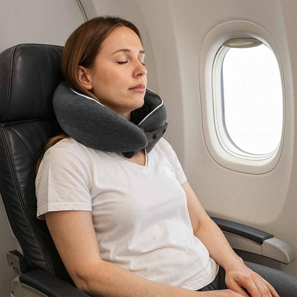vidaXL Reisekopfkissen für den Nacken Dunkelgrau Viscoschaum