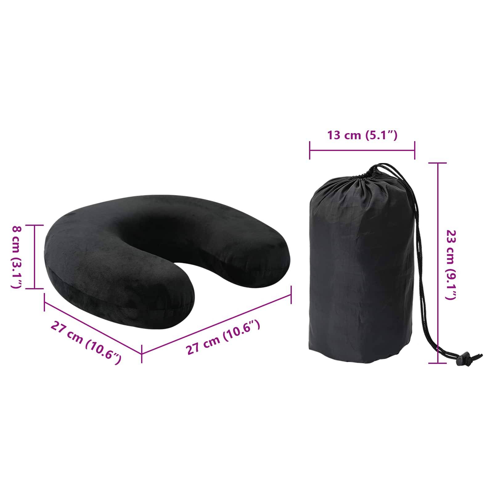 vidaXL Reisekopfkissen für den Nacken Schwarz Viscoschaum