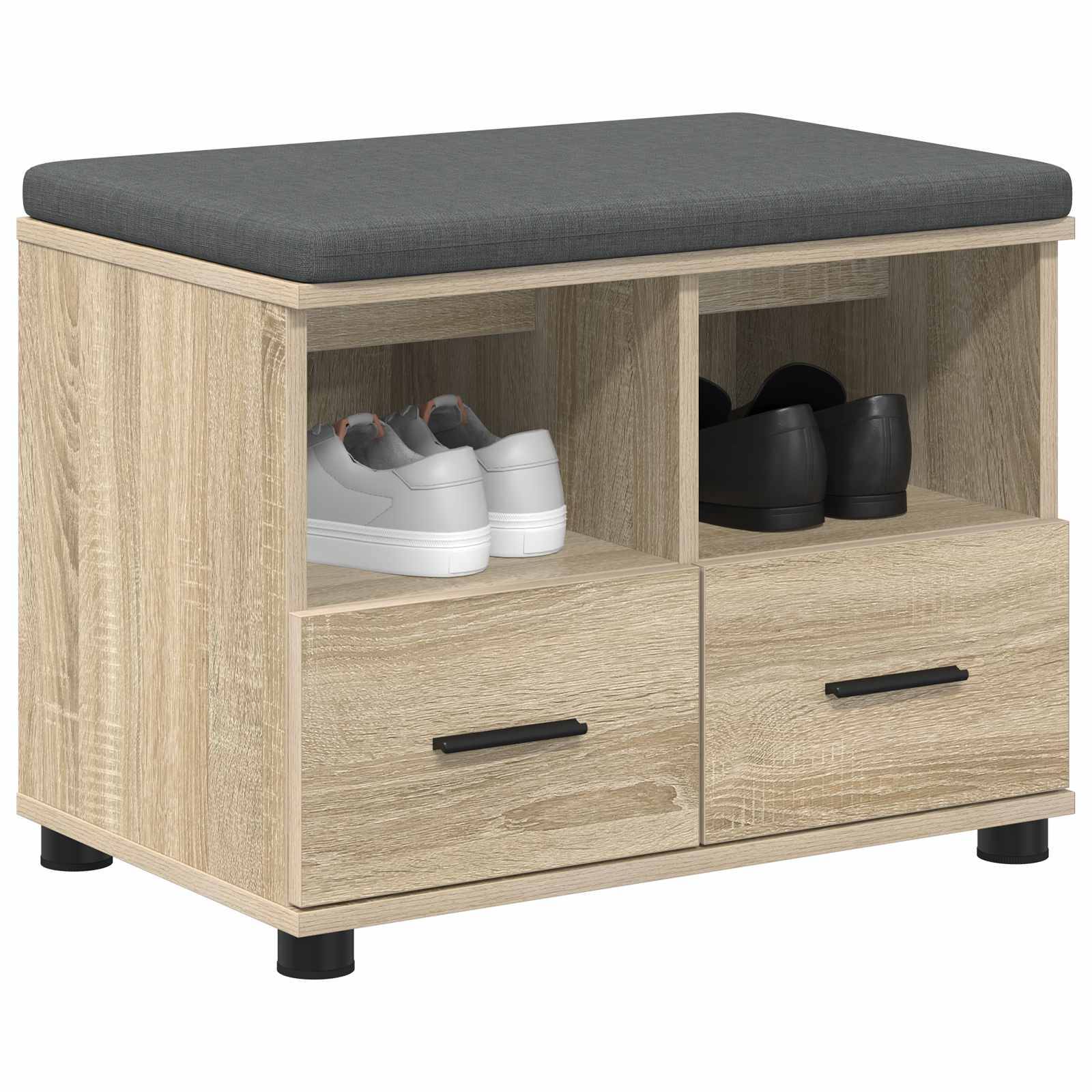 vidaXL Flurbank mit Kissen mit Schubladen Sonoma-Eiche 60 x 38 x 46 cm