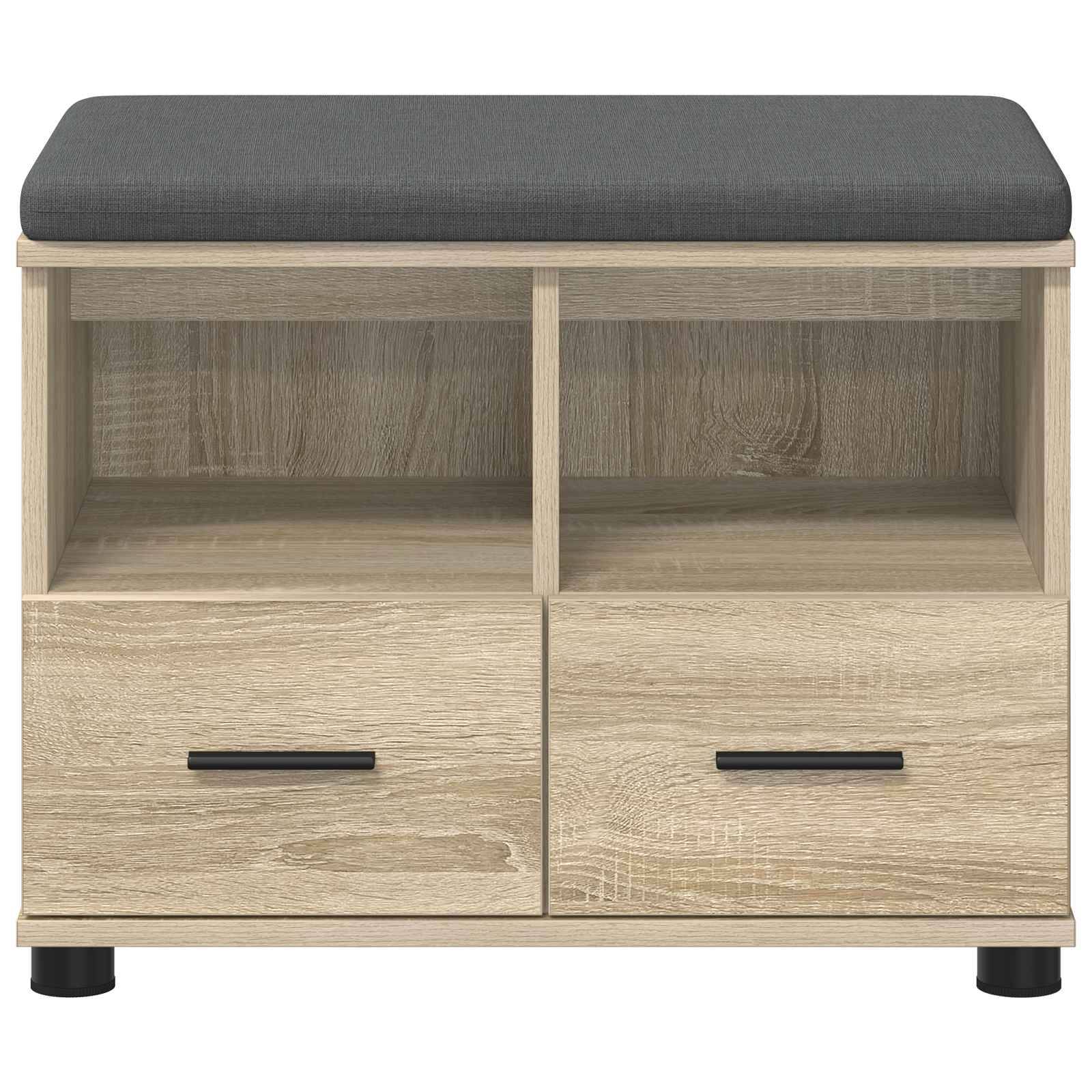 vidaXL Flurbank mit Kissen mit Schubladen Sonoma-Eiche 60 x 38 x 46 cm