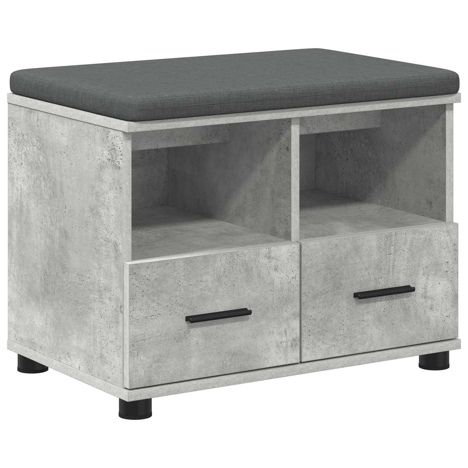 vidaXL Flurbank mit Kissen mit Schubladen Betongrau 60 x 38 x 46 cm