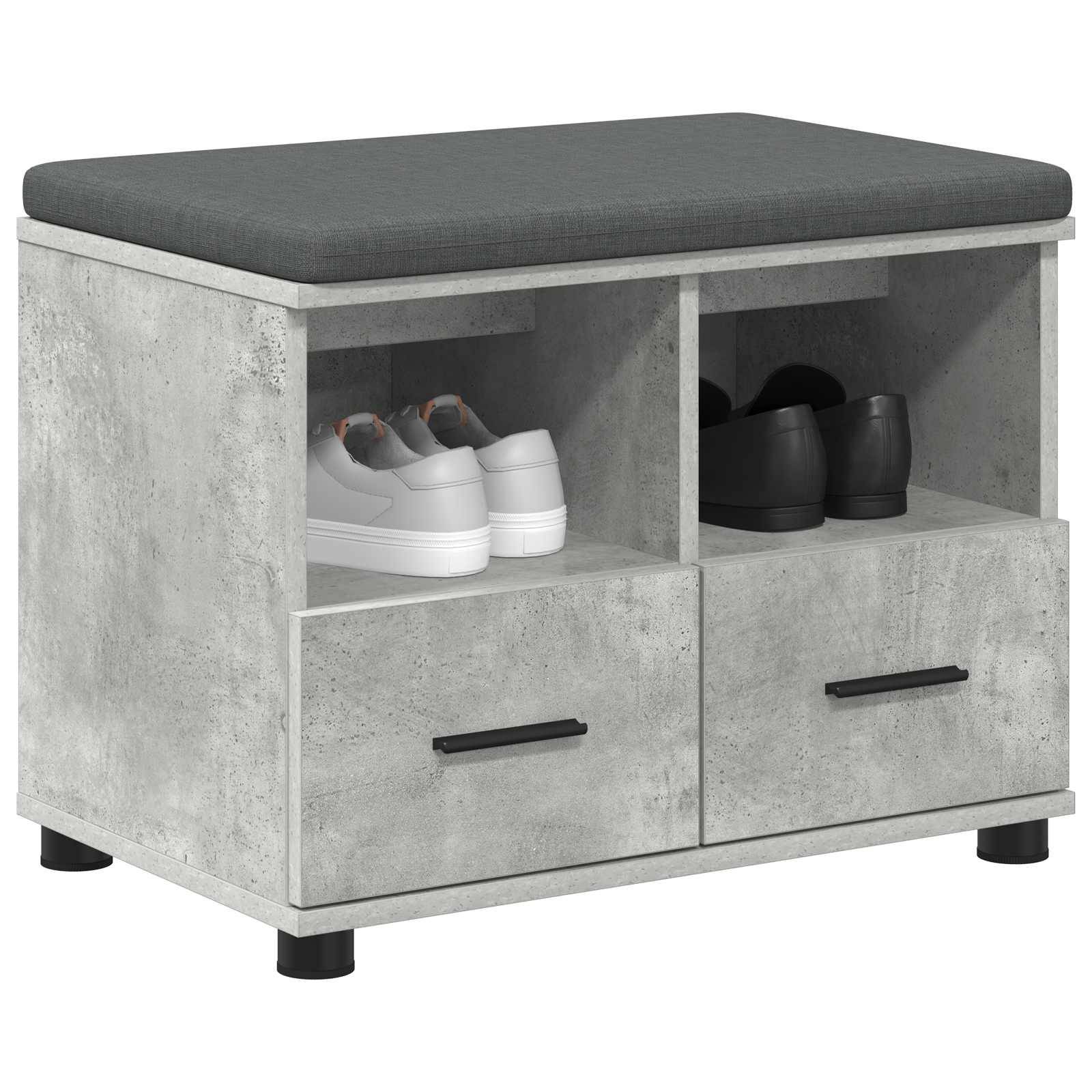 vidaXL Flurbank mit Kissen mit Schubladen Betongrau 60 x 38 x 46 cm
