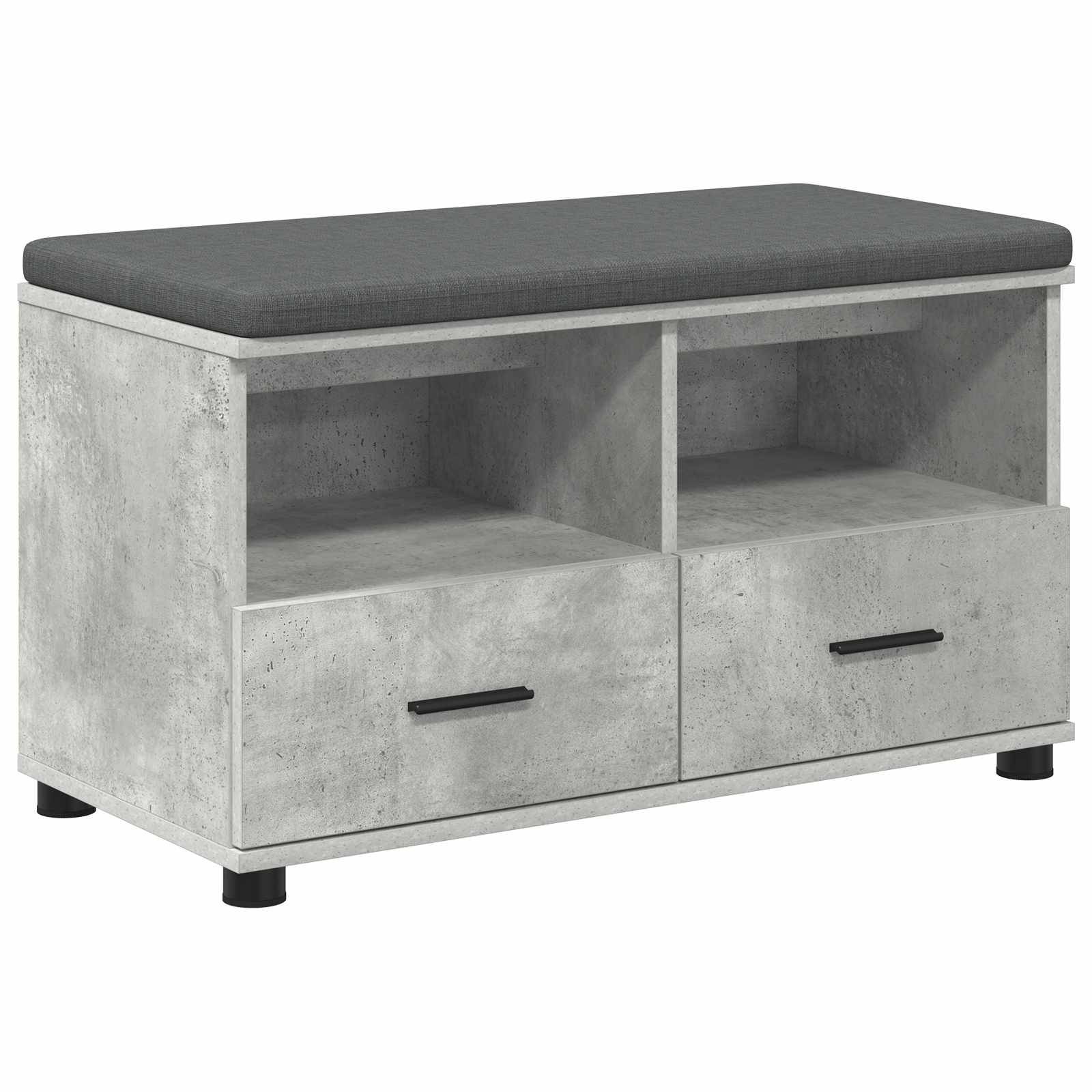 vidaXL Flurbank mit Kissen mit Schubladen Betongrau 80 x 38 x 46 cm
