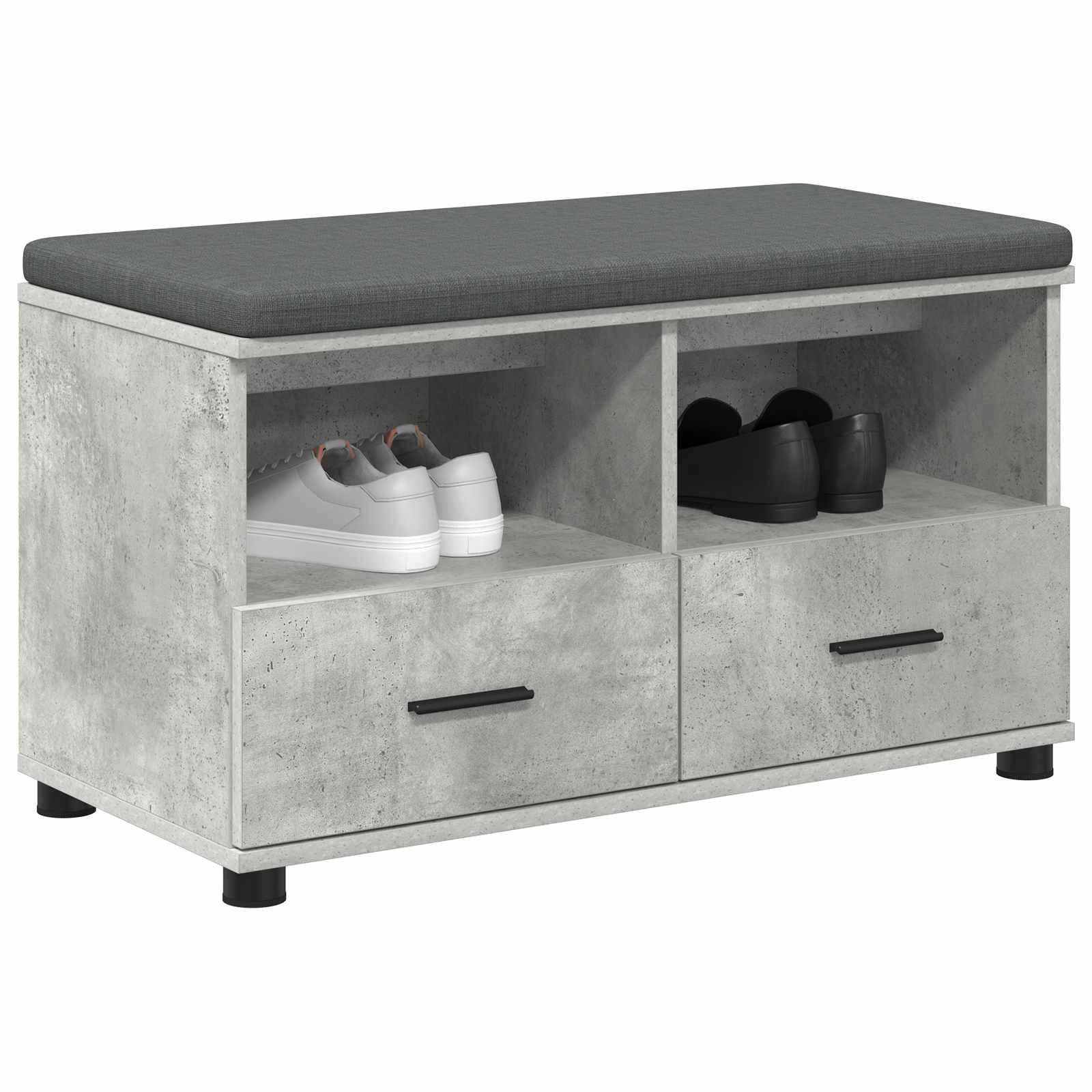 vidaXL Flurbank mit Kissen mit Schubladen Betongrau 80 x 38 x 46 cm