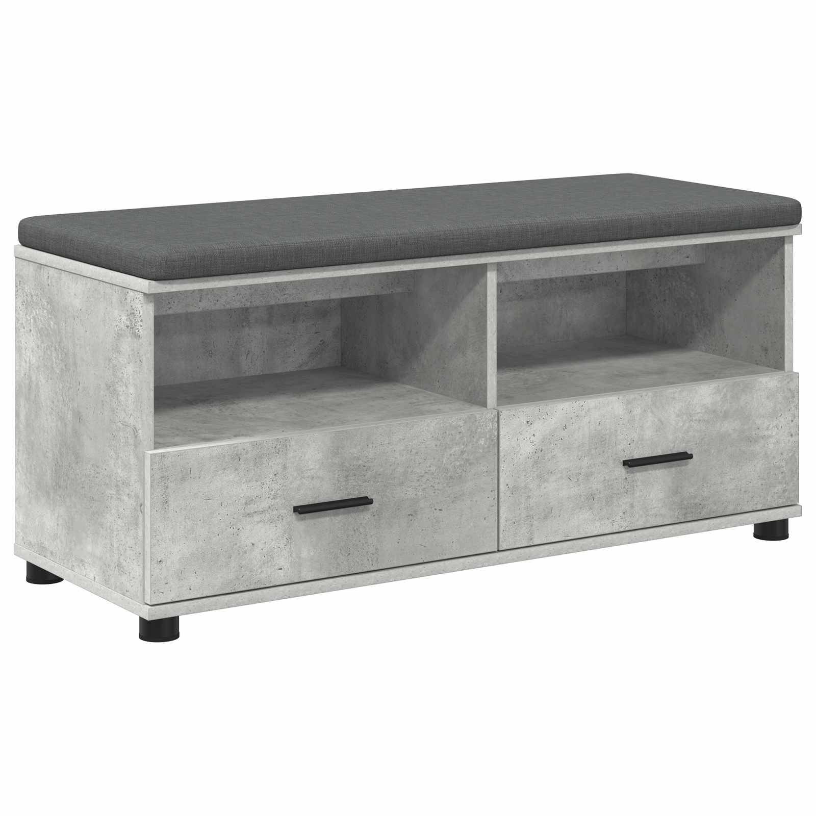 vidaXL Flurbank mit Kissen mit Schubladen Betongrau 100 x 38 x 46 cm