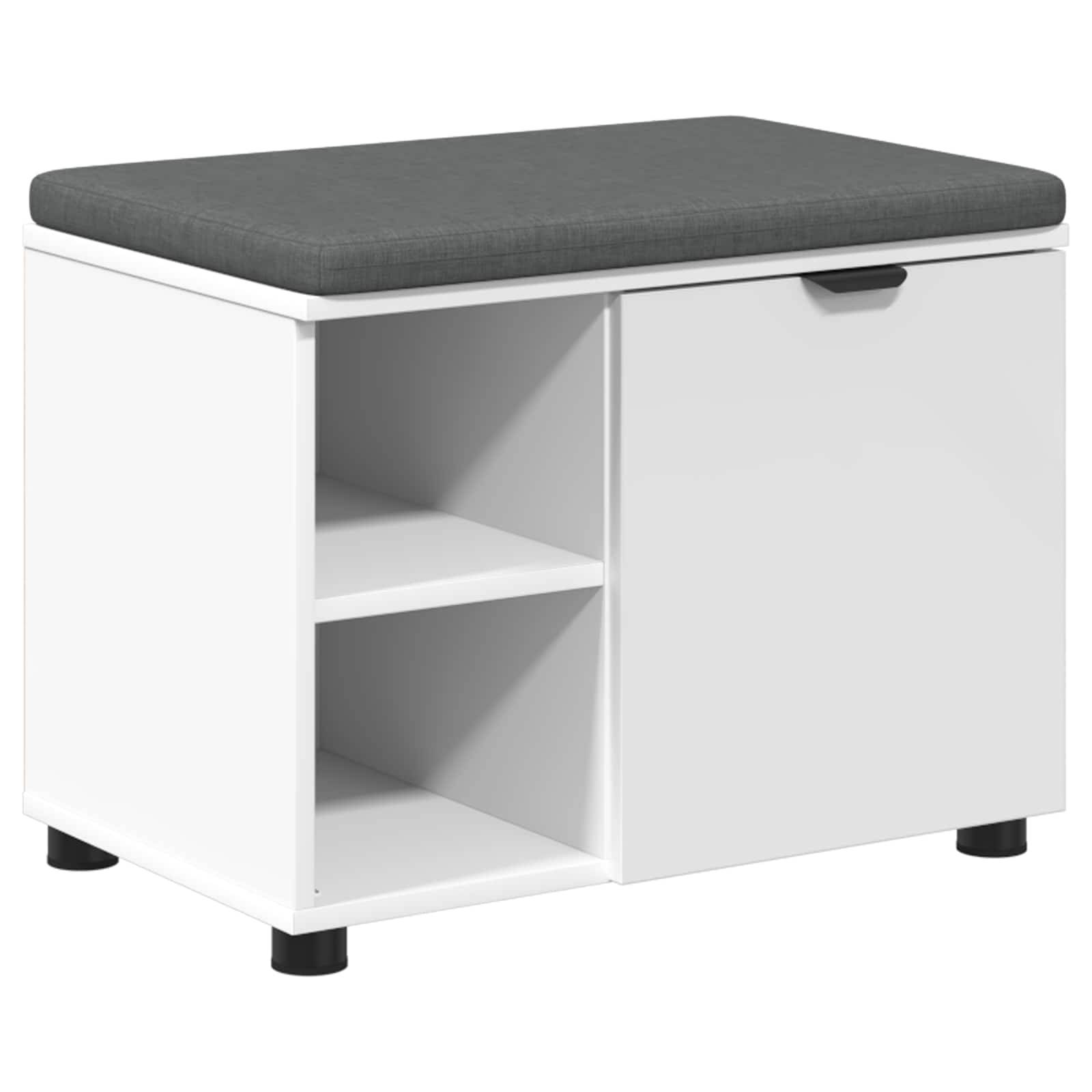 vidaXL Flurbank mit Kissen mit Regal mit Speicher Weiß 60 x 38 x 46 cm