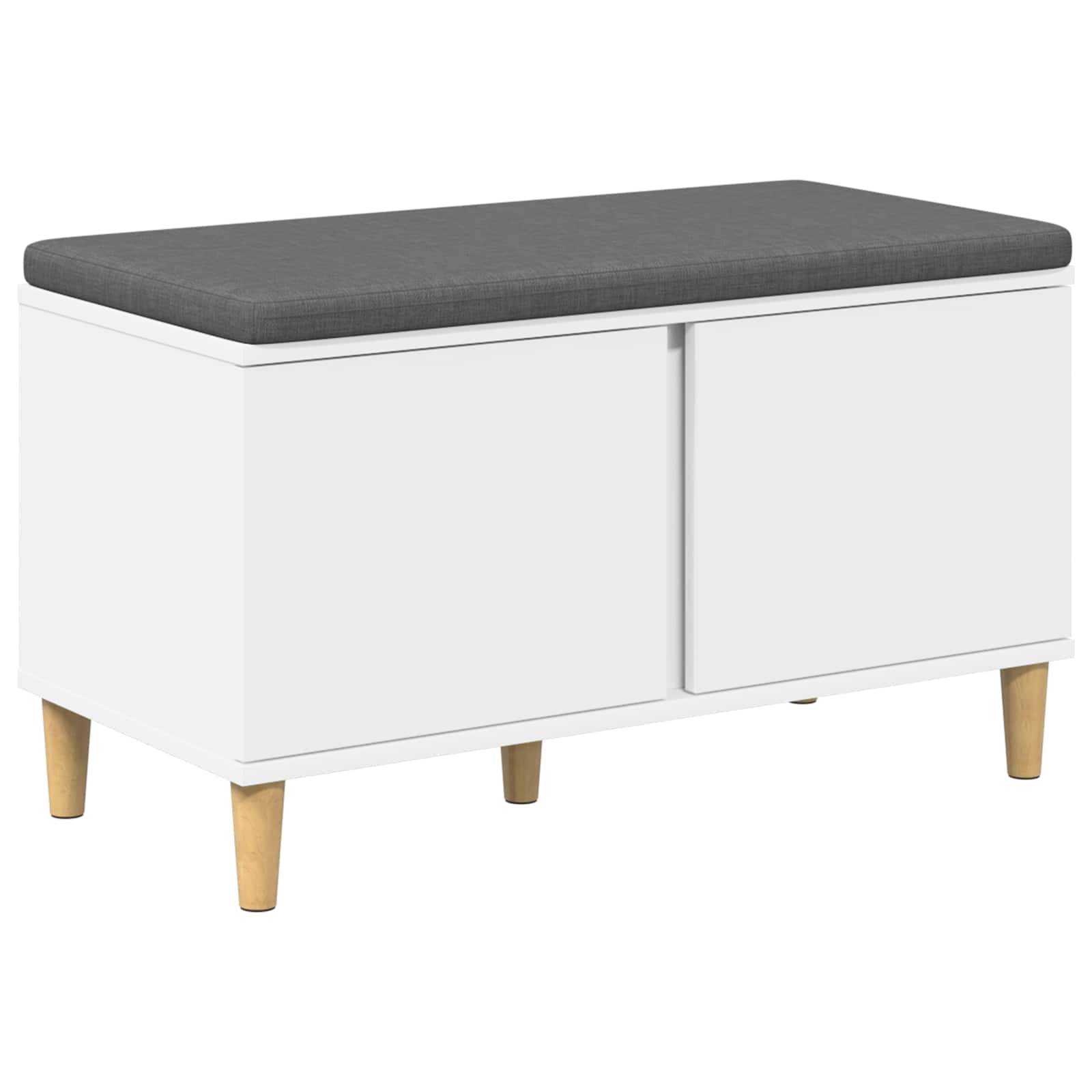 vidaXL Flurbank mit Kissen mit Speicher mit Tür Weiß 80 x 38 x 46 cm