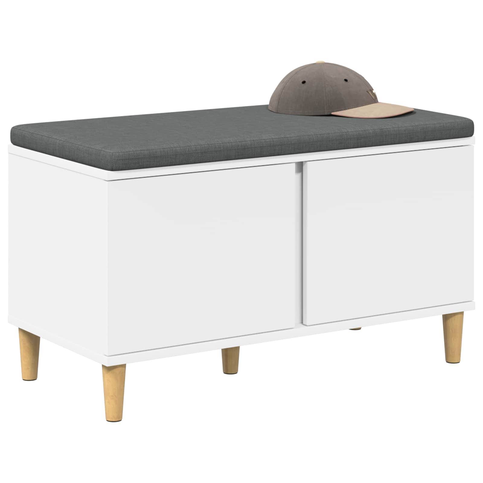 vidaXL Flurbank mit Kissen mit Speicher mit Tür Weiß 80 x 38 x 46 cm