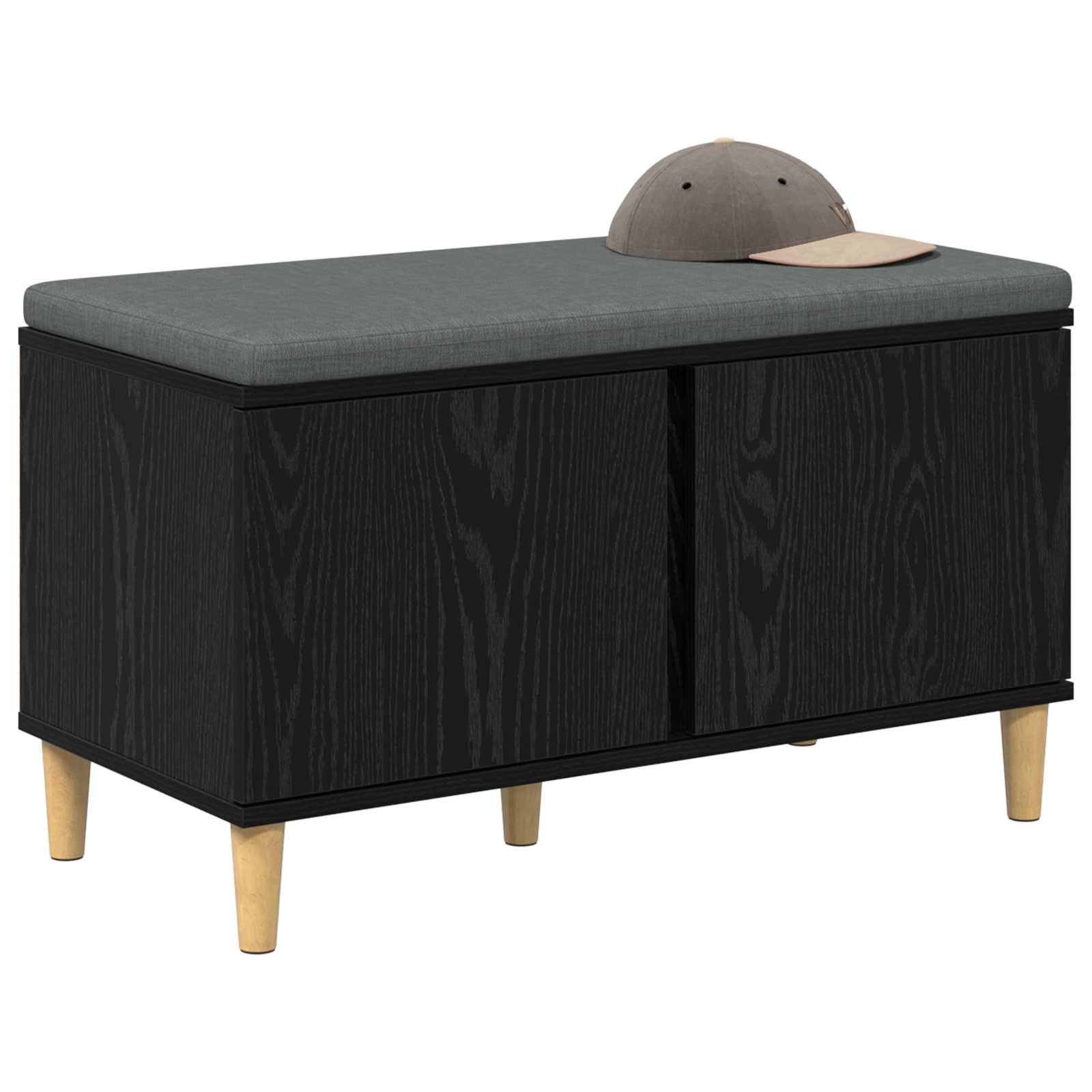 vidaXL Flurbank mit Kissen mit Speicher Schwarze Eiche 80 x 38 x 46 cm