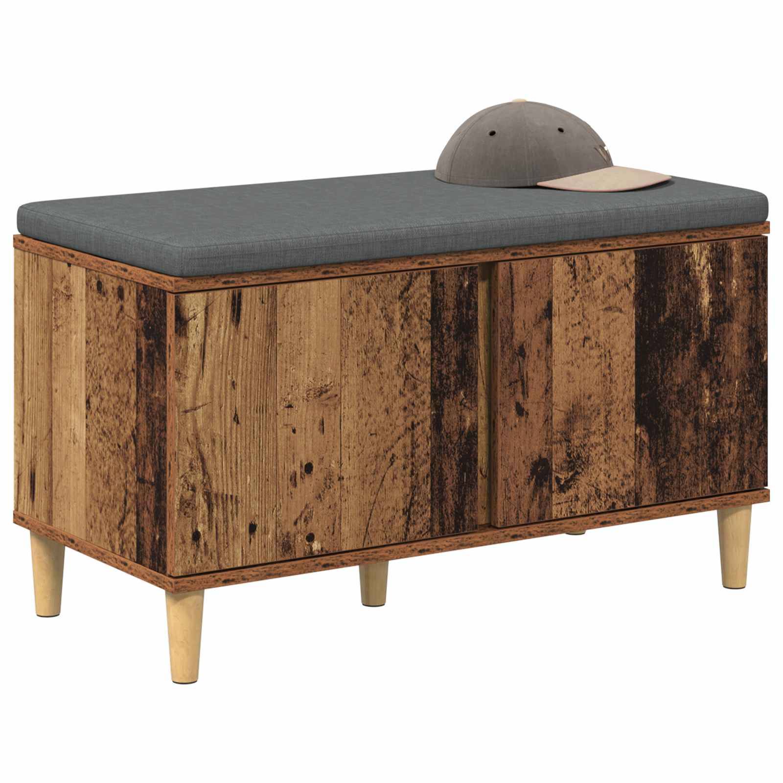 vidaXL Flurbank mit Kissen mit Speicher Altholz 80 x 38 x 46 cm