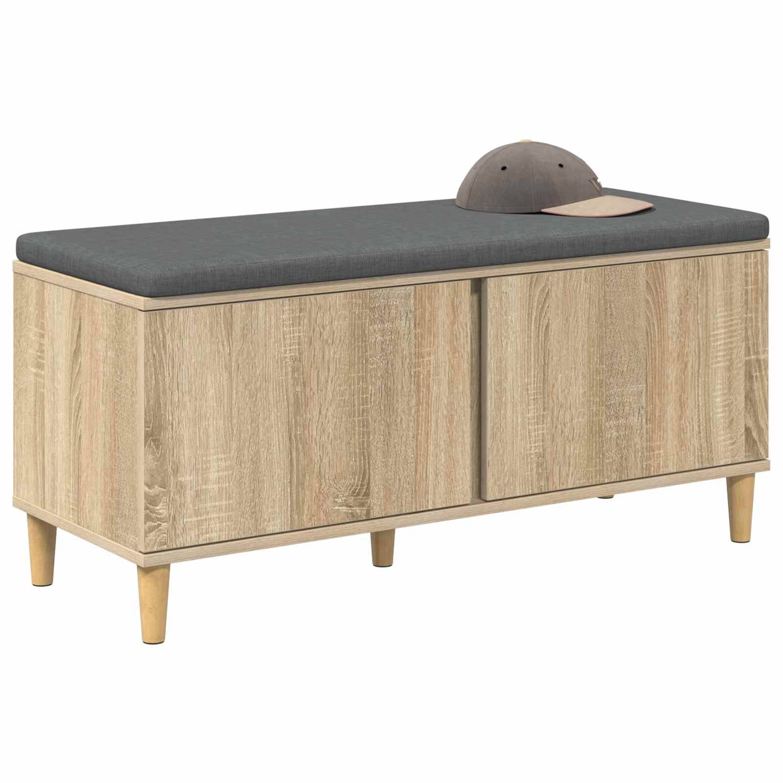 vidaXL Flurbank mit Kissen mit Speicher Sonoma-Eiche 100 x 38 x 46 cm